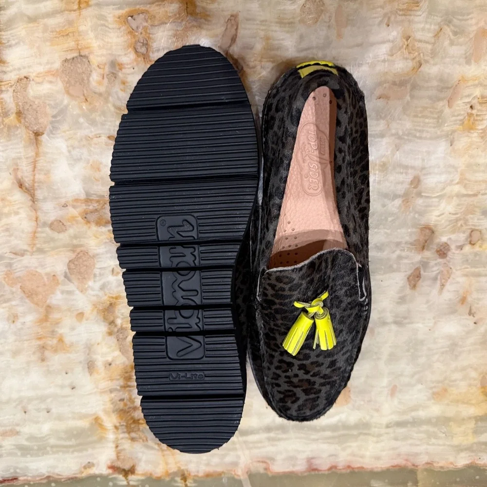 Vibram Sperry Cloud Mens Loafer Brown Black‎ Jaguar Pony Hair Tassel Round Toe 9